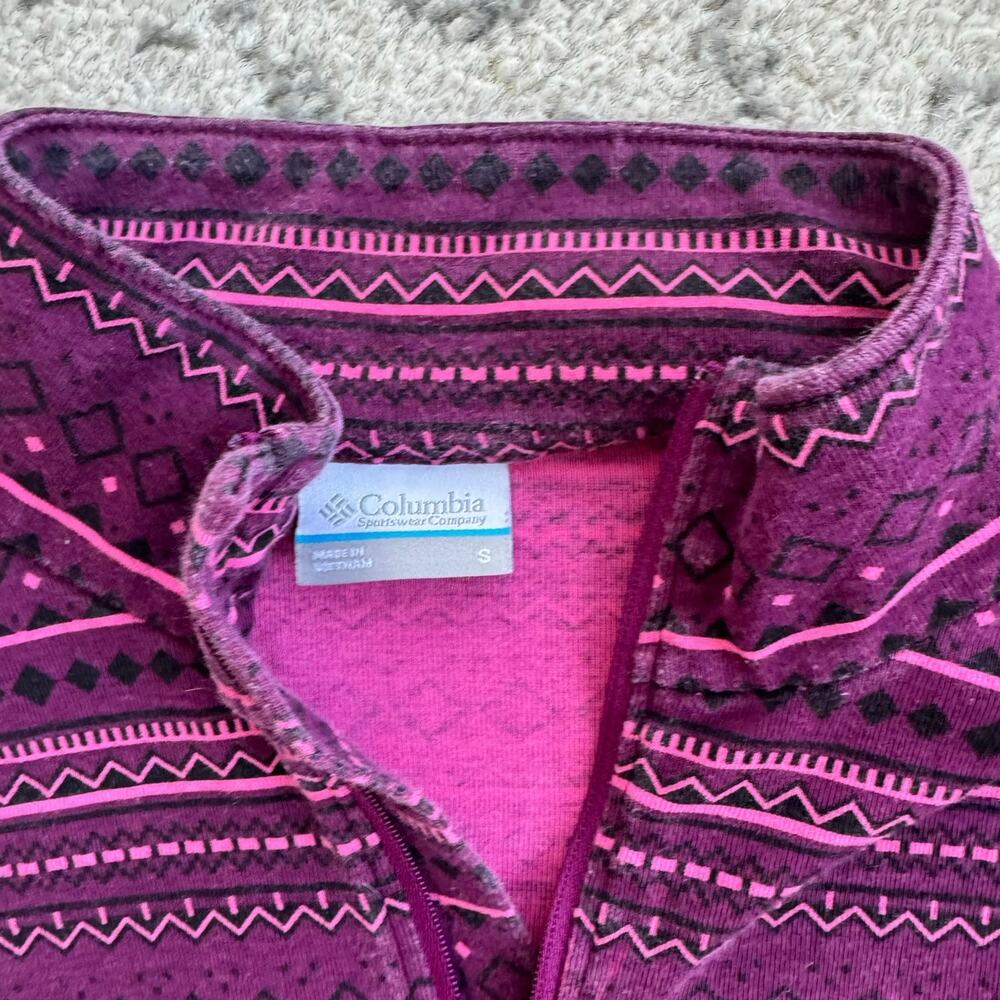 Columbia Purple Aztec Print Half Zip Pullover Sz Small - Picture 2 of 5